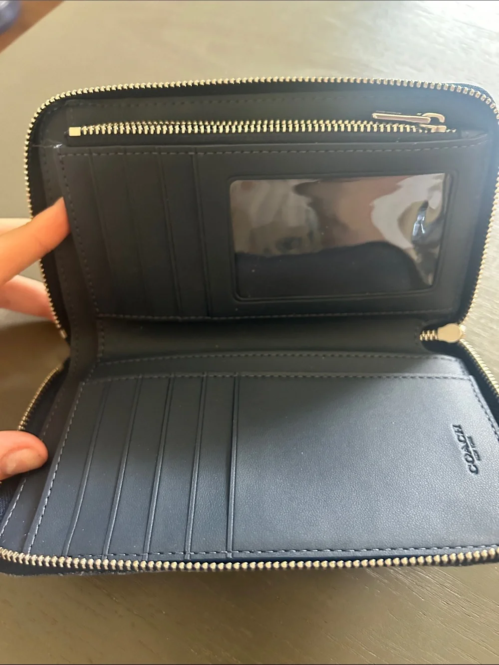 Coach Quilted Denim Zip Wallet - Indigo Blue